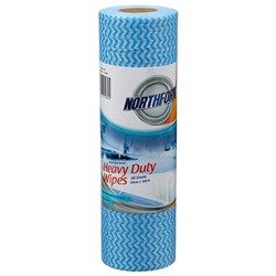 Northfork Heavy Duty Antibacterial Perforated Blue Wipes Pack of 50